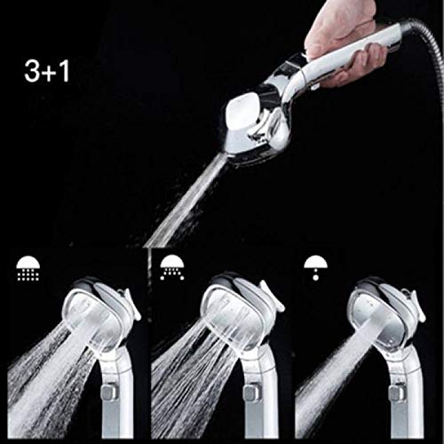 Pommeau de douche pressurisé en argent chromé avec 4 jets réglables haute pression - 6
