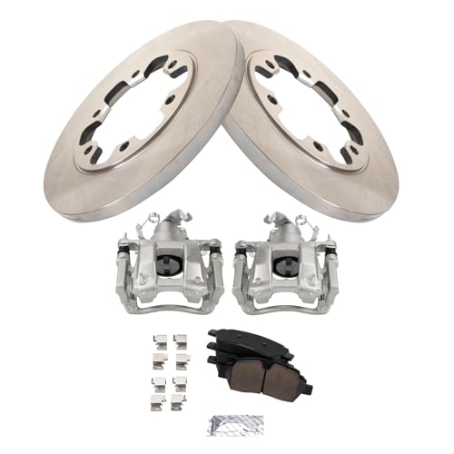 Image of TRQ Rear Brake Pad and Rotor Set Ceramic Rotors Calipers Compatible with 2015-2019 Ford Transit-350 HD
