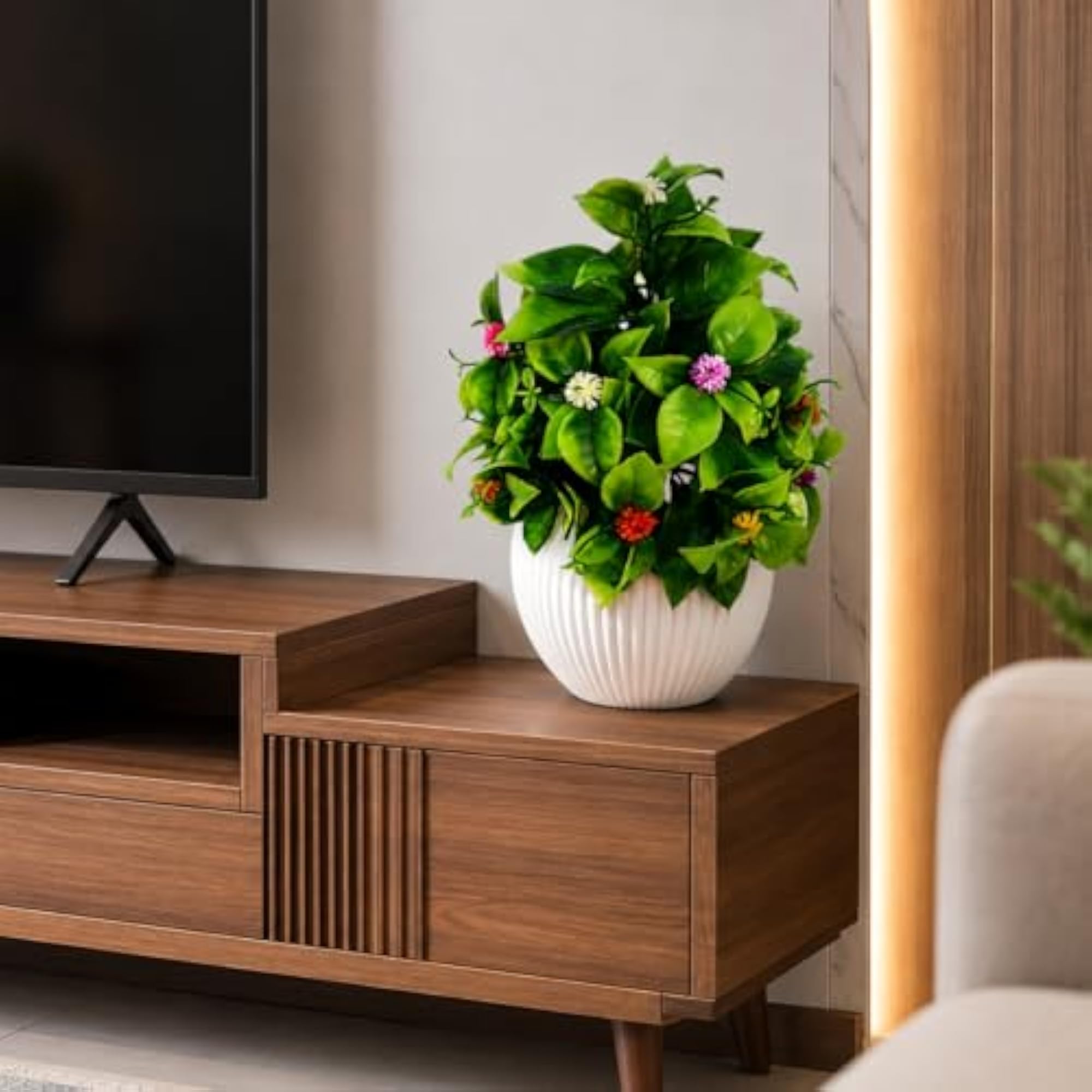 Artificial Potted Plant with White Pot