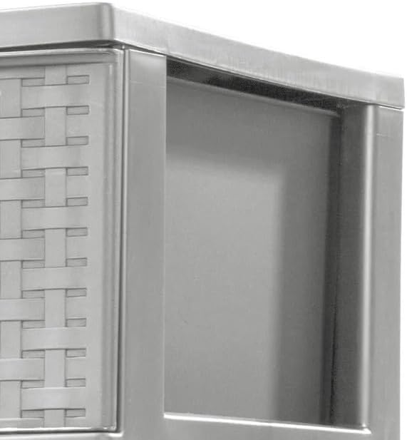 Miniatura 4 de Cajón de almacenamiento gris, torre ancha de tejido de plástico de 3 cajones con asas de tracción