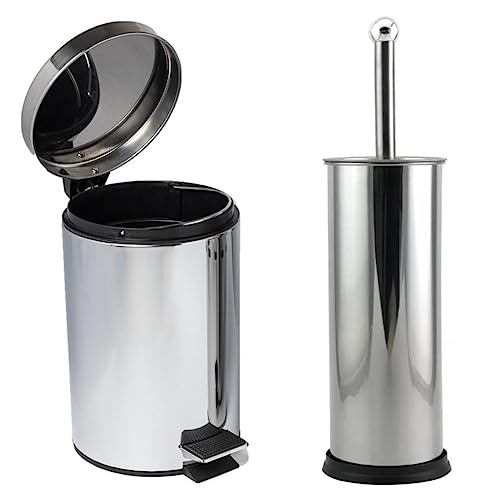 KIT LIXEIRA INOX 3 LTS COM PEDAL + ESCOVA VASO SANITARIO PRIVADA ...