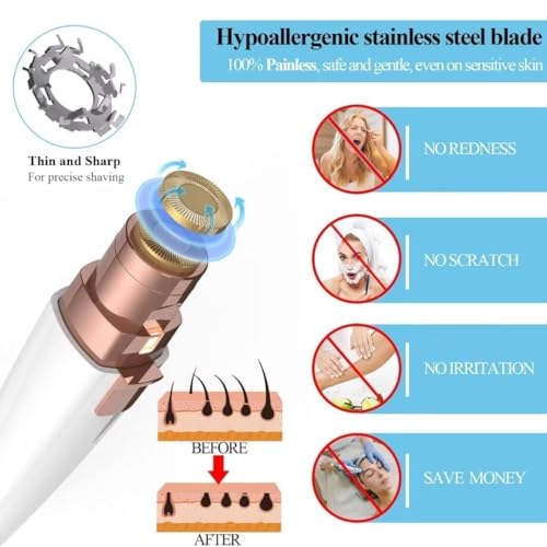 Image of VERTIS 2-in-1 Eyebrow Trimmer for Women - Facial Hair Remover Machine For Women - Face,Upper Lips,Cheek, Chin and Nose Hair Remover, USB RECHARGEABLE Epilator With Light (White)