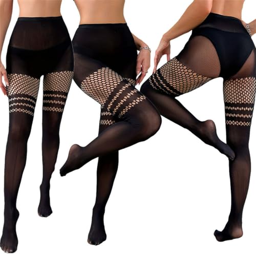 Image of Mrotrida Women's Fire Patterned Fishnet Tights Sexy Elastic Blaze Pantyhose Leggings Fire Mesh Stockings