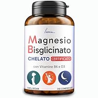 Magnesio Bisglicinato 300mg per Dose | Forma Chelata Certificata | 240 CPR Con Vitamina B6 e D3 | Magnesio Glicinato Puro per Muscoli Ossa Stanchezza Fisica e Stress Poemia