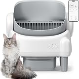 Caixa de Areia Autolimpante com Tampa Aberta, Caixa de Areia Automática para Gatos para Vários Gatos com Controle de Aplicativo, Sensor de Segurança e Forros de Areia de 2 Rolos