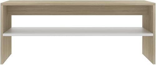 Miniatura 5 de vidaXL Coffee Table with Shelf - Elegantly Designed Living Room Centerpiece - Constructed from Engineered Wood - Multifunctional White and Sonoma