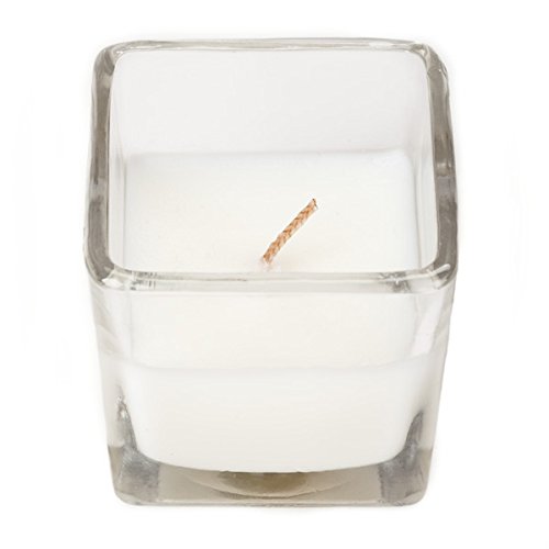 D'light Online 2 Inch Cube Votives Poured Votive Filled Glass Votive Candles - Set of 75 (White, 10 Hour Squared Poured Votive)