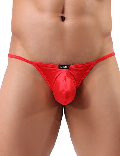 iKingsky Men's Big Pouch G String Sexy Low Rise Bulge Thong Underwear4
