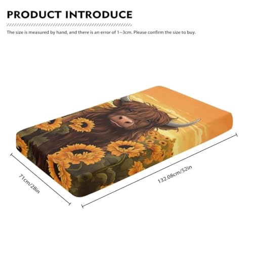 Image of Highland Cow Baby Crib Sheets Neutral Sunflower Bedding Sets for Standard Cribs Breathable Baby Sheet for Bassinet Fitted Crib Sheets Nursery Decor Boy Girls Toddlers