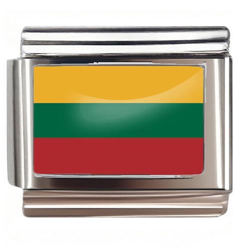 NOOFNO Italienischer Armbandanhänger, 9 mm, Litauen, Land und Kultur > Flagge