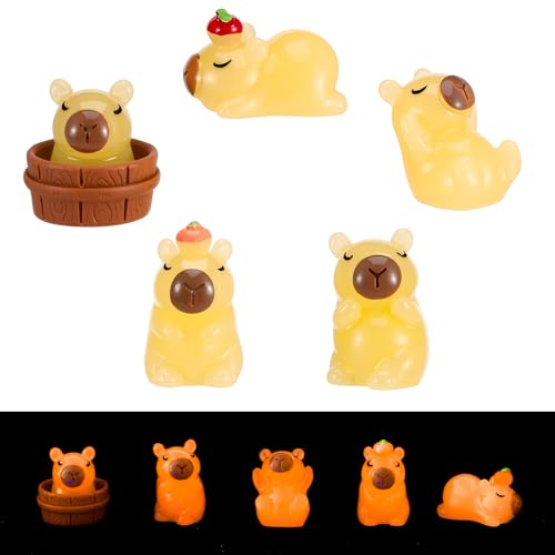 Camptrip 30 Stück Mini Cabibara aus Harz, Leuchtenden Capybara Figuren Niedliche kleine Figuren für Kindergeburtstag Mitgebsel DIY Aquarium Garten Landschaft Puppenhäuser