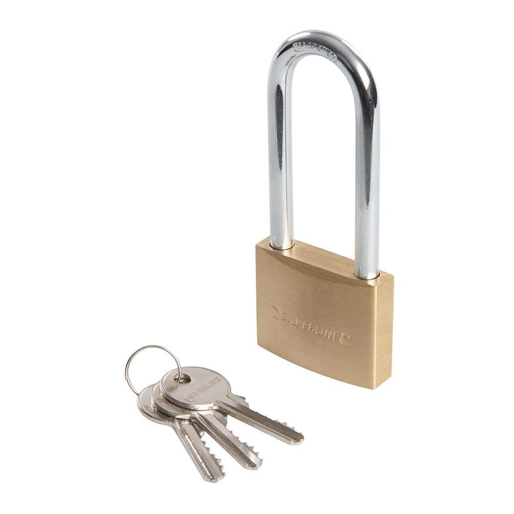 Silverline MSS04L - Lucchetto in ottone ad arco lungo, 50 mm