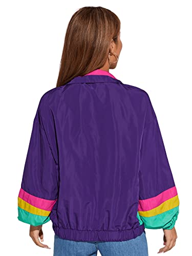 SweatyRocks Women's Casual Lightweight Color Block Bomber Jacket2