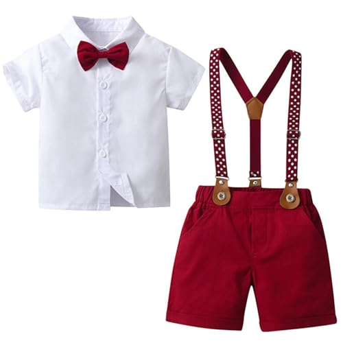 Mubineo Toddler Baby Boy Summer Clothes Overall Shorts Outfits Short Sleeve Button Down Shirt Overalls Kids Dress Suit
