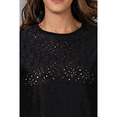 Image of in. fuse by Shoppers Stop Solid Polyester Round Neck Womens Regular Fit Top