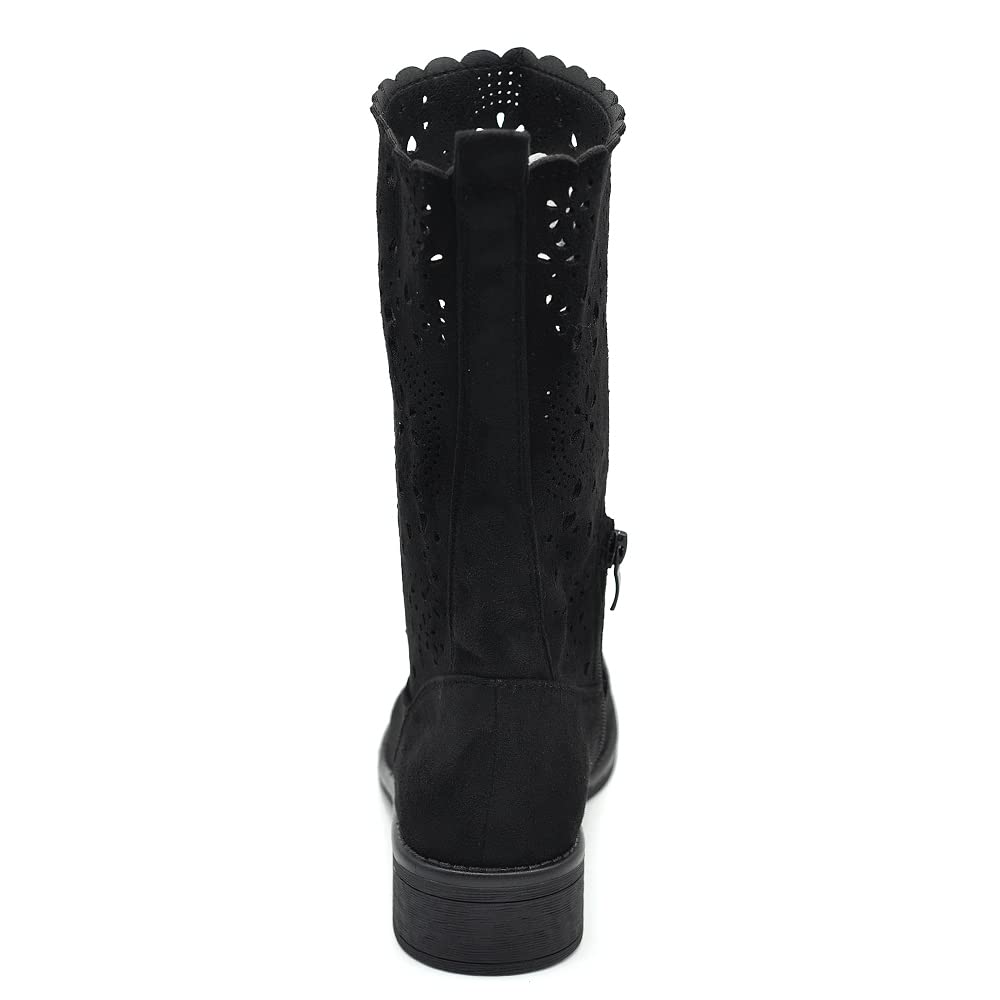 IF Fashion - Botas de mujer para primavera y verano, perforadas en el pulpcido, con hebillas y anfibias, LY70-1 Size: