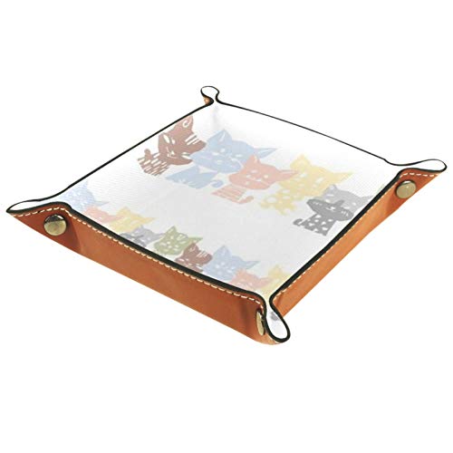 Lyetny Family of Multicolored Animals Organizer Tray Storage Box Bedside Caddy for Men Key Wallet Watch and Coins Dice Holder,20.5x20.5cm