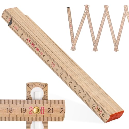 Metrie™ Zollstock – Gliedermaßstab 2m | Meterstab, Maßstab - NATUR - Duplex Teilung, Hergestellt in der EU | Robuster & Präziser Holz-Gliedermaßstab | für Handwerker, DIY | BLOCK 72-1 Stück