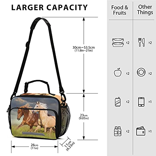 Lunch Bags Boxes Insulated Small Girls Cooler Kids Boys Thermal Red And Palomino Horse For School Student With Shoulder Strap Water-Resistant #TOP2