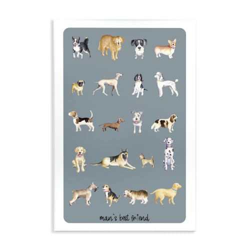 Dog Breeds Motivational Graphic, 13 x 19 Inch Mounted Print on Wall Plaque