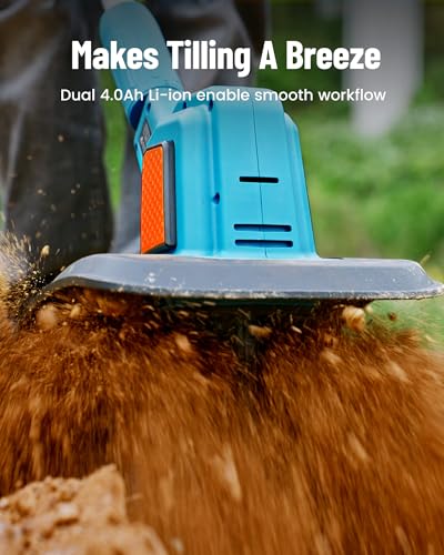 image for SEESII Electric Tiller for Gardening 300 RPM Rototiller Cordless Culti