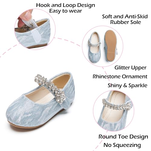Image of PHIRAMIN Toddler Flower Girl Glitter Dress Shoes Little Girl Ballet Flats Bow Wedding Party