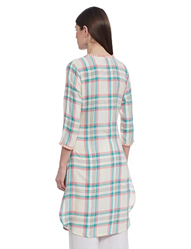 Image of Max Women Checked Round Neck Straight Kurta