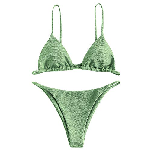 ZAFUL Damen Gepolstert Bikini Set, Einfarbig Bikini Badeanzug mit Dreieck...