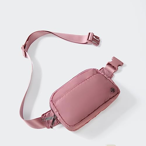 Image of Pander Everywhere Belt Bag for Women, 5 Zipper Pockets Nylon Crossbody Fanny Pack Purse (Dune Pink)