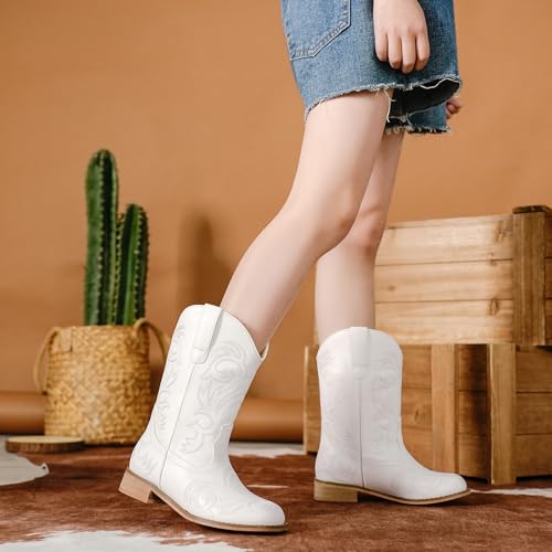 Cowboy Boots for Girls Boys Kids Cowgirl Riding Boots Square Toe Western Embroidery Mid-Calf Birthday Party Toddler Big Kid2