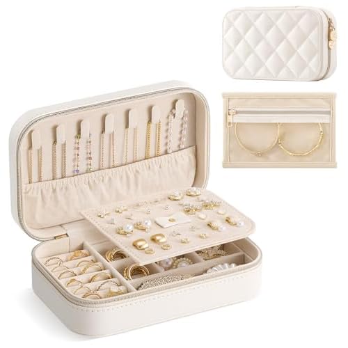 Lolalet Travel Jewelry Case for Women Girls, Travel Jewelry Organizer with Clear Storage Bag Small Portable Jewelry Box for Necklace Bracelet Earring