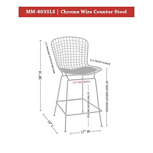 Mod Made Mid Century Modern Chrome Wire Counter Stool For Bar Or Kitchen, Set Of 2, White #TOP2