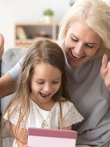 NORBU Hypoallergenic Unicorn Necklace for Girls Daughter - Colorful CZ Heart Pendant Clover Initial Unicorn Necklace, Gift of Dreams for Little Girls3