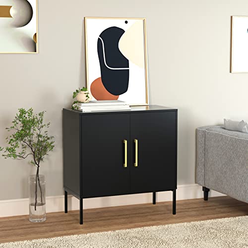 Jozzby Storage Cabinet With 2 Doors - Free Standing Cabinet, Modern Wooden Sideboard With Adjustable Shelves, Black Side Cabinets For Bedroom, Living Room, Kitchen, Office And Hallway #TOP5