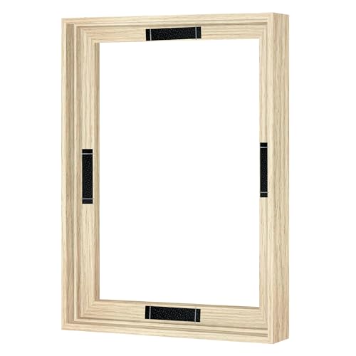 Abtgt 12x16 Canvas Floating Frame with 0.9 Deep 12x16 Floater Frames for Canvas Paintings with Adhesive Vertical or Horizontal Wall Art frame for Prints Oil Painting Diamond Decor Natural 1 Pack