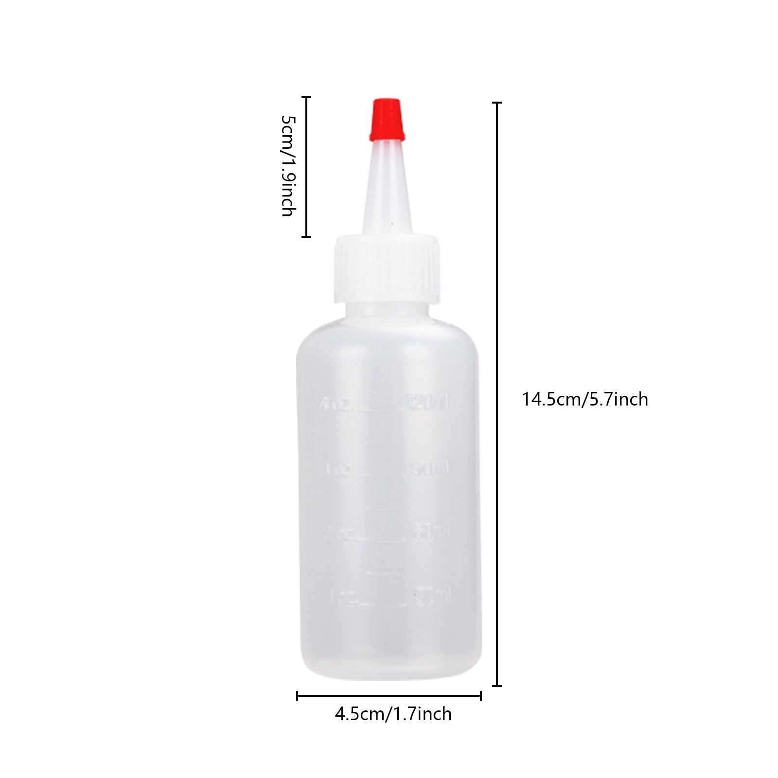 Lot de 40 bouteilles compressibles en plastique de 118 ml avec capuchons rouges et mesure, anti-fuite rechargeables en plastique pour barbecue, ketchup, sauces, vinaigrette, sirop, arts, artisanat,