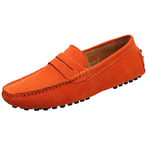 Men's Penny Loafers Moccasin Suede Leather Slip On Casual Dress Driving Shoes