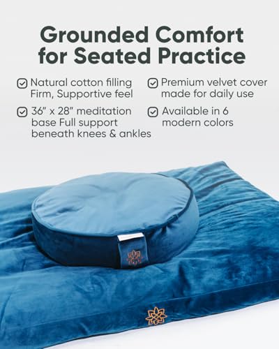 Image of Mindful & Modern Zabuton Meditation Mat - Cotton Filled Yoga and Meditation Pad - Zabuton Meditation Cushion for Kneeling and Sitting Support - Large Rectangular Sitting Floor Pillow for Bench or Zafu