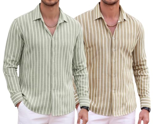 Image of Zombom Men's Regular Fit Vertical Striped Casual Shirt | Full Sleeve Cotton Blend Shirt for Men | Slim Fit Stylish Party