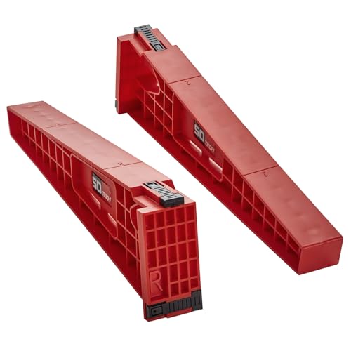 SOTECH 1 coppia di ausili di montaggio per guide per cassetti (sinistra/destra) 355 x 47,5 x 99,5 mm, rosso, ausilio di montaggio per guide a estrazione totale, guide a estrazione parziale
