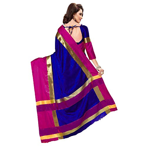Image of PerfectBlue Women's with Blouse Piece Saree (VisvaVariation Lightgreenbrown Free Size)