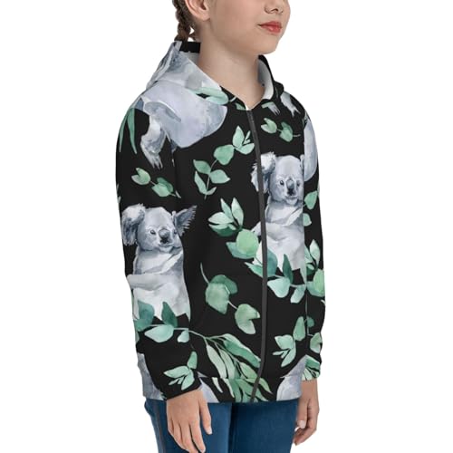 Cartoon Koala Bear Kids Pullover Hoodies Boys Zip Up Sweatshirts Girls Athletic Clothes with Pocket4