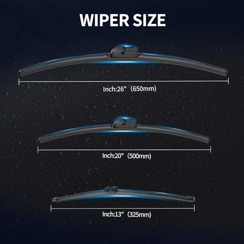Image of Front and Rear Windshield Wiper Blades, 3 Pcs Front and Back Windshield Wipers Blades Replacement for BMW X3 F25 2011-2017, Car Window Wiper Blades for 2011 2012 2013 2014 2015 2016 2017.