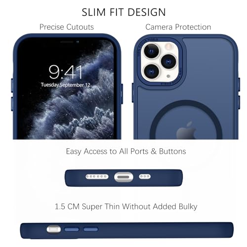 BENTOBEN for iPhone 11 Pro Case [Compatible with Magsafe] Translucent Matte Magnetic Phone Case iPhone 11 Pro Slim Shockproof Bumper Women Men Protective Cases Cover for iPhone 11Pro 5.8", Navy Blue by BENTOBEN - Used condition - Image 8