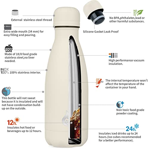 Image of BJPKPK Water Bottles Insulated 12oz Stainless Steel Water Bottle,Angel White