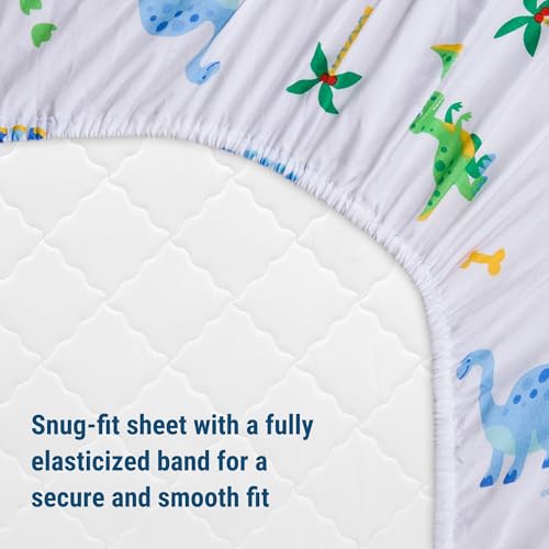 Image of Wildkin 100% Cotton Flannel Crib Sheet - Soft & Breathable Fitted Sheet - Jurassic Dinosaurs