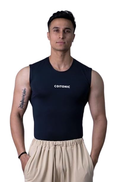 coitonic Men Compression Sleeveless Round Neck T-Shirt for Gym and Sports Wear-picture-21