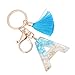NUOBESTY Pompon Lettre Initiale Porte-Clés 1 Pc 10 X 4Cm Bleu Une Lettre Alphabet Pendentif Porte-Clés Femmes Sac à Main Charmes Alphabet Pendentif Porte-Clés avec Gland Boule de Verre