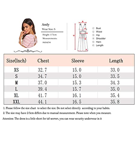 Feager Women's Casual Striped Criss Cross Short Sleeve T Shirt Dress - Image 6