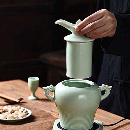 Juego de sake japonés para tus cenas exóticas con tazas de celadón tradicionales 2